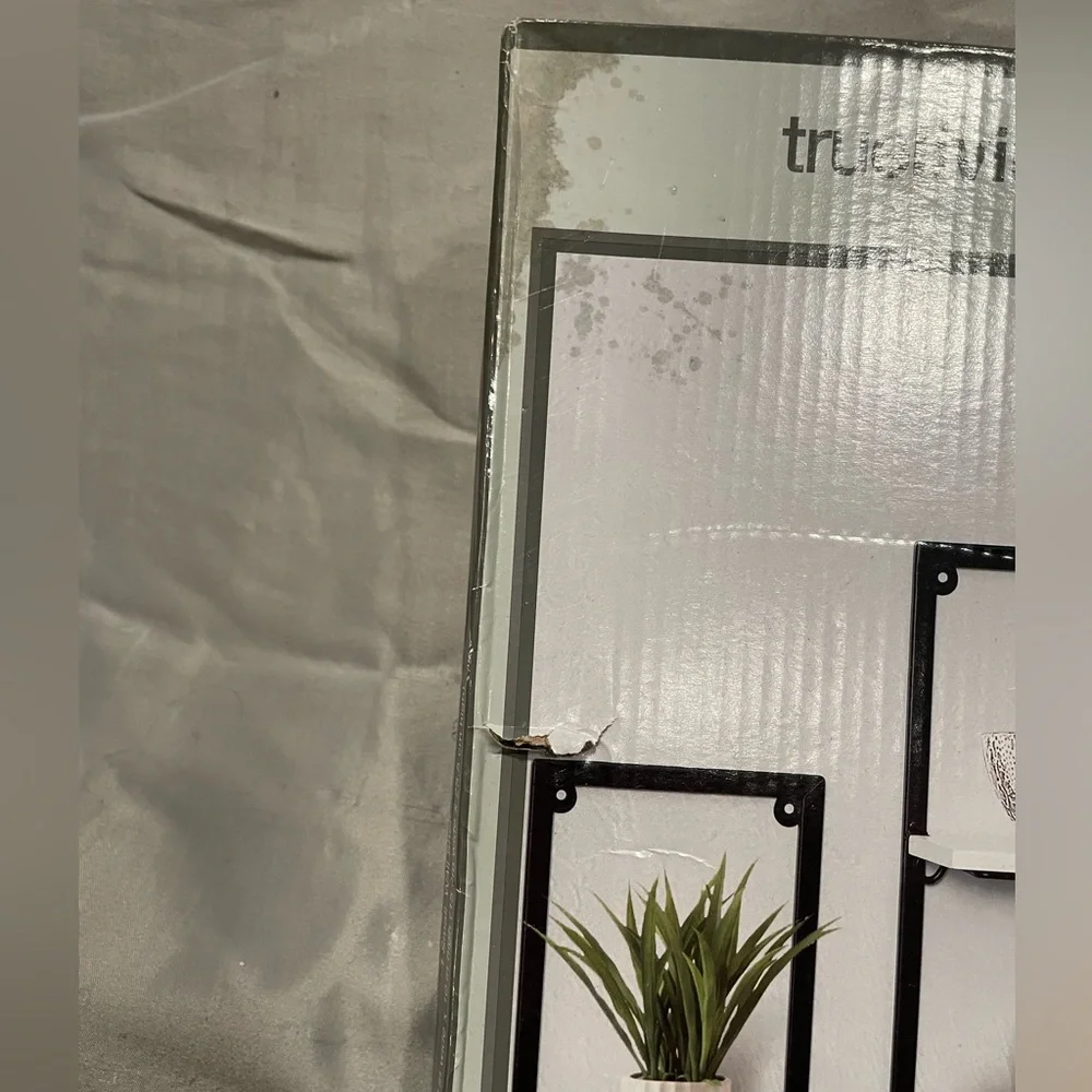 NWT Trueliving 2 Piece Black and White Wall Shelf Set
